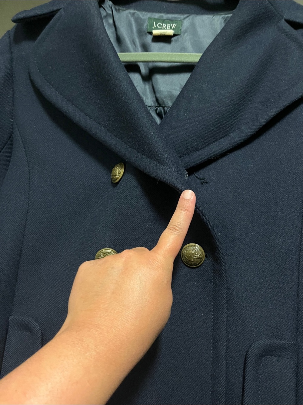 J Crew Women's Size 6 Navy Wool Pea Coat - Picture 5 of 16